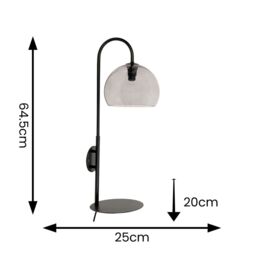 ValueLights Glenn Smoked Glass Globe Shade Wall Light with Matte Black Shelf with LED Bulb - thumbnail 6