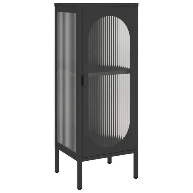 Berkfield Home Sideboard Black 40x35x105 cm Glass & Steel - Size: 40 x 35 x 105 cm - image 1