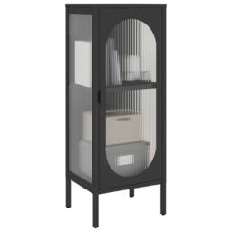 Berkfield Home Sideboard Black 40x35x105 cm Glass & Steel - Size: 40 x 35 x 105 cm - thumbnail 4