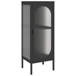 Berkfield Home Sideboard Black 40x35x105 cm Glass & Steel - Size: 40 x 35 x 105 cm