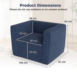 Gymax Inflatable Couch Sofa Single Lounger Air Sofa Chair With Armrests in Dark Navy - thumbnail 2