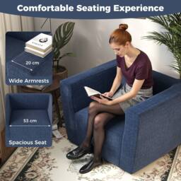 Gymax Inflatable Couch Sofa Single Lounger Air Sofa Chair With Armrests in Dark Navy - thumbnail 3