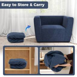 Gymax Inflatable Couch Sofa Single Lounger Air Sofa Chair With Armrests in Dark Navy - thumbnail 4
