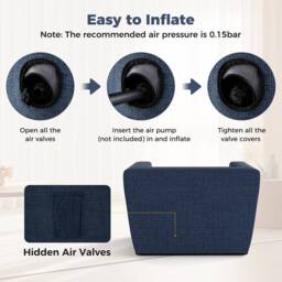 Gymax Inflatable Couch Sofa Single Lounger Air Sofa Chair With Armrests in Dark Navy - thumbnail 5