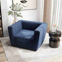 Gymax Inflatable Couch Sofa Single Lounger Air Sofa Chair With Armrests in Dark Navy - thumbnail 7