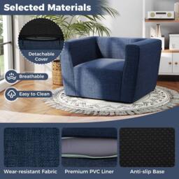 Gymax Inflatable Couch Sofa Single Lounger Air Sofa Chair With Armrests in Dark Navy - thumbnail 6