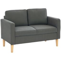 HOMCOM Compact 2 Seater Sofa with Under Seat Storage for Small Spaces in Grey - thumbnail 2