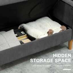 HOMCOM Compact 2 Seater Sofa with Under Seat Storage for Small Spaces in Grey - thumbnail 4