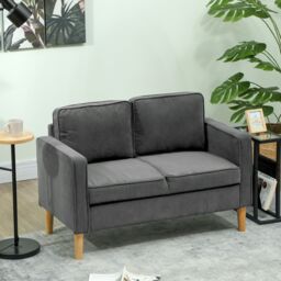 HOMCOM Compact 2 Seater Sofa with Under Seat Storage for Small Spaces in Grey - thumbnail 1