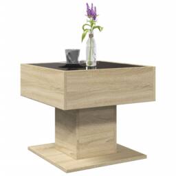 Berkfield Home Coffee Table with LED Sonoma Oak 50x50x45 cm Engineered Wood in Brown - Size: 50 x 50 x 45 cm - thumbnail 5