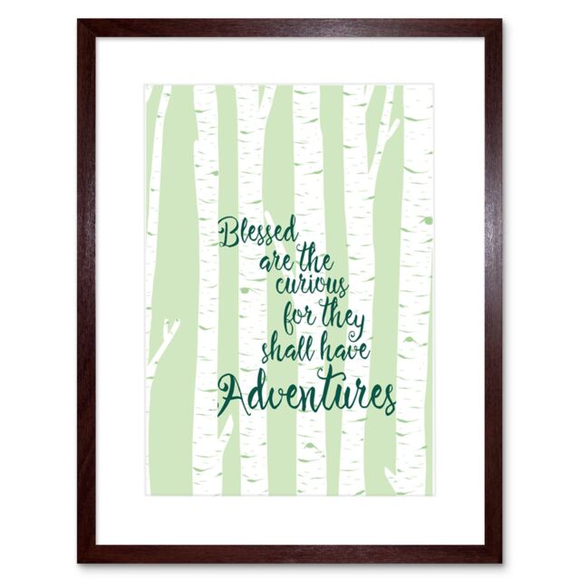 "Artery8 Wall Art Print Blessed Curious Adventure Silver Birch Framed in Brown - Size: W7"" x H9""" - image 1