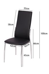 Living and Home 2Pcs PU Leather High Back Dining Chairs in Black - thumbnail 6
