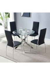 Living and Home 2Pcs PU Leather High Back Dining Chairs in Black - thumbnail 3