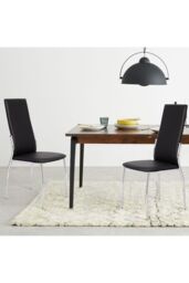 Living and Home 2Pcs PU Leather High Back Dining Chairs in Black - thumbnail 4