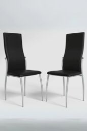 Living and Home 2Pcs PU Leather High Back Dining Chairs in Black