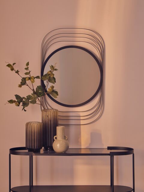 Orsina Concentric Wall Mirror, Decorative Mirror In Black Finish, Modern Art Deco Design Wall Mirror For Home - image 1