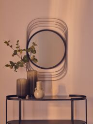 Orsina Concentric Wall Mirror, Decorative Mirror In Black Finish, Modern Art Deco Design Wall Mirror For Home - thumbnail 1