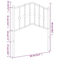 Berkfield Home Metal Headboard White 75 cm in Black - thumbnail 6