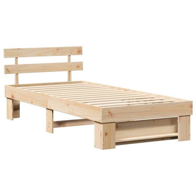 Berkfield Home with Headboard Brown 100 x 200 cm Solid pine wood in Light Tan - image 1