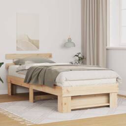 Berkfield Home with Headboard Brown 100 x 200 cm Solid pine wood in Light Tan - thumbnail 2