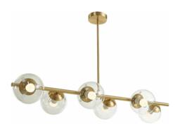 Vente-unique Brushed Brass Chandelier - 6 Glass Globes - L98 Cm - Gold - YUKON - thumbnail 6