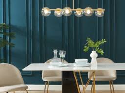 Vente-unique Brushed Brass Chandelier - 6 Glass Globes - L98 Cm - Gold - YUKON - thumbnail 3