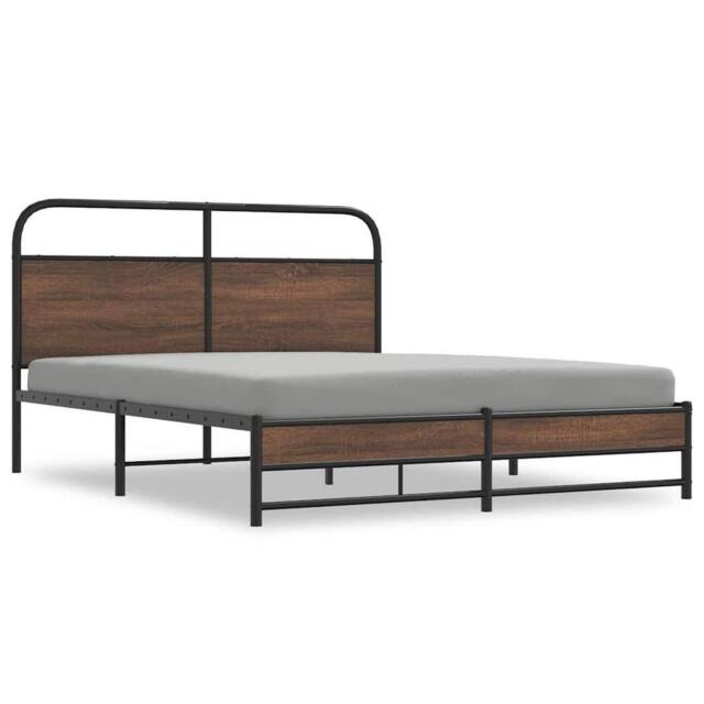 Berkfield Home Bed Frame without Mattress 150x200 cm Brown Oak Engineered Wood - image 1