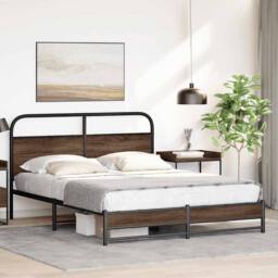 Berkfield Home Bed Frame without Mattress 150x200 cm Brown Oak Engineered Wood - thumbnail 4