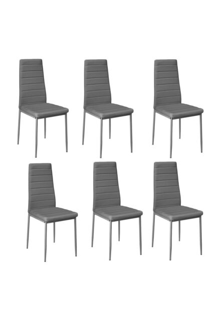 Living and Home Set of 6 Grey PU Leather Armless High Back Dining Chairs - image 1
