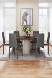Living and Home Set of 6 Grey PU Leather Armless High Back Dining Chairs - thumbnail 3