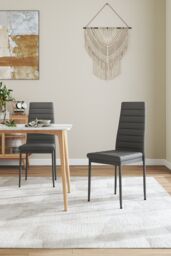 Living and Home Set of 6 Grey PU Leather Armless High Back Dining Chairs - thumbnail 7