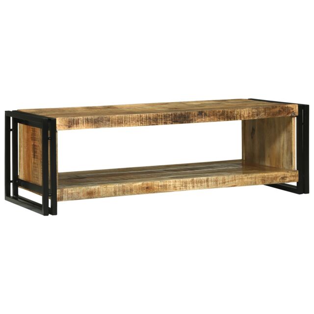 Berkfield Home Coffee Table 120x50x38 cm Solid Rough Wood Mango in Brown - Size: 120 x 50 x 38 cm - image 1