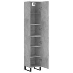 Berkfield Home Highboard Concrete Grey 34.5x34x180 cm Engineered Wood - thumbnail 4