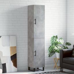 Berkfield Home Highboard Concrete Grey 34.5x34x180 cm Engineered Wood - thumbnail 2