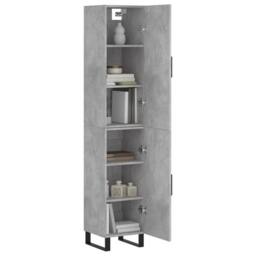 Berkfield Home Highboard Concrete Grey 34.5x34x180 cm Engineered Wood - thumbnail 3