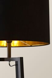 ValueLights Hiru Black 3 Tier Wooden Shelf Floor Lamp with Black & Gold Shade - thumbnail 4