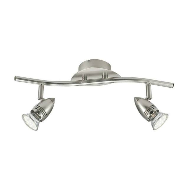 Netlighting SPOT LED 2 Light Twin Adjustable Spotlight Nickel 400lm 2700K 39x12cm in Grey - Size: 39x12 cm
