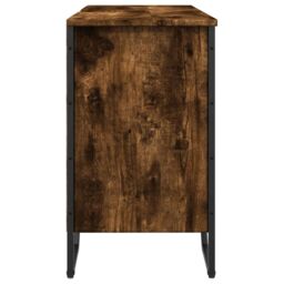 Berkfield Home Bathroom Sink Cabinet Smoked Oak 91x35x60 cm Engineered Wood - Size: 91 x 35 x 60 cm - thumbnail 5