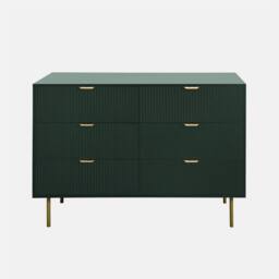 OHS Ribbed 6 Drawer Cabinet Chest of Drawers Sideboard in Dark Green - thumbnail 4