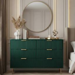 OHS Ribbed 6 Drawer Cabinet Chest of Drawers Sideboard in Dark Green