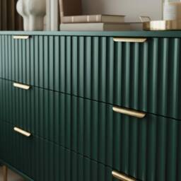 OHS Ribbed 6 Drawer Cabinet Chest of Drawers Sideboard in Dark Green - thumbnail 3