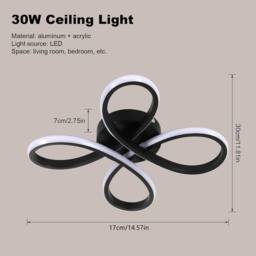 Goeco LED Ceiling Light, 30 W, Black Aluminium Ceiling Lighting, 4500 K - thumbnail 6