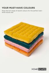 Homescapes 4 Pack Seat Pads Luxury Cotton Velvet Indoor Outdoor Garden Cushion, 40cm in Pink - Size: 40 cm x 40 cm - thumbnail 7
