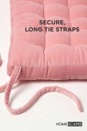 Homescapes 4 Pack Seat Pads Luxury Cotton Velvet Indoor Outdoor Garden Cushion, 40cm in Pink - Size: 40 cm x 40 cm - thumbnail 4