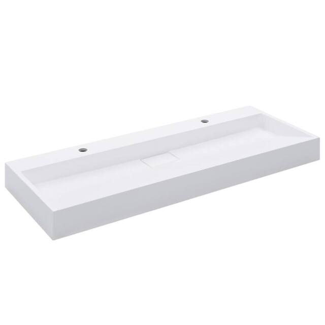 Berkfield Home Wash Basin 120x46x11 cm Mineral Cast/Marble Cast White - Size: 120 x 46 x 11 cm - image 1