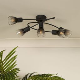 Pagazzi Glenview 5 Light Black Flush Ceiling Light - thumbnail 1