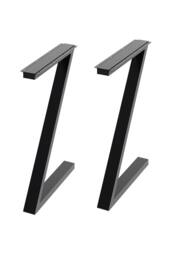 Living and Home 71cm/27.95 inch 2Pcs Black Anti-Slip Z-shaped Metal Table Legs Furniture Replacement Legs for DiningTable, Desks and Workbenches - thumbnail 1