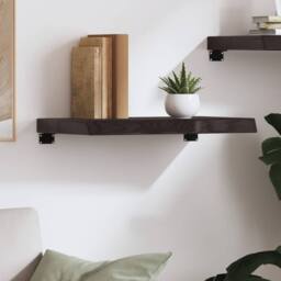 Berkfield Home Wall Shelf Dark Grey 60x40x(2-6) cm Treated Solid Wood Oak - thumbnail 1