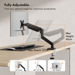 VonHaus Height Adjustable Tilt & Rotate Gas Powered Monitor Stand in Black - Size: 1 Pack - thumbnail 5