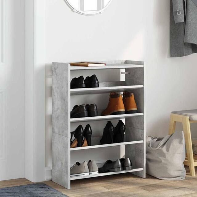 Berkfield Home Shoe Rack Concrete Grey 60x25x62 cm Engineered Wood - Size: 60 x 25 x 62 cm - image 1